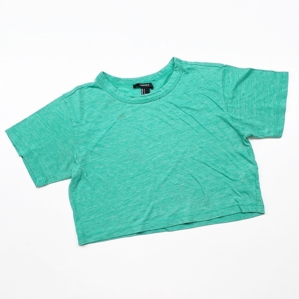 Forever 21 green short sleeve crop top